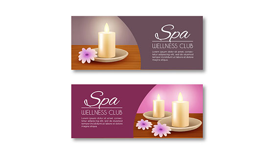 蜡烛元素水疗横幅矢量素材(EPS/AI)