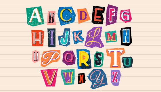 便签上的26个英文字母矢量素材(AI/EPS)