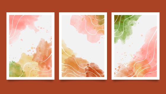 三张抽象水彩风格封面矢量素材(AI/EPS)