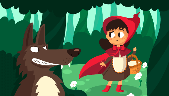 小红帽和大灰狼矢量素材(AI/EPS)