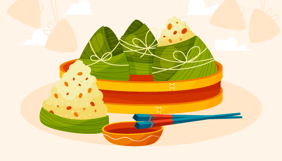 扁平风格端午节粽子背景矢量素材(AI/EPS)