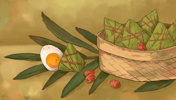 手绘风格端午节粽子背景矢量素材(AI/EPS)