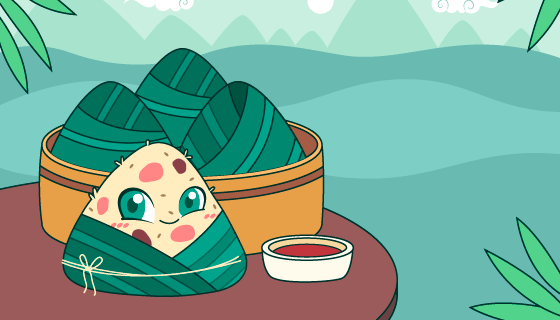 可爱的粽子端午节背景矢量素材(AI/EPS)