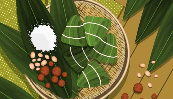 逼真的粽子端午节背景矢量素材(AI/EPS)