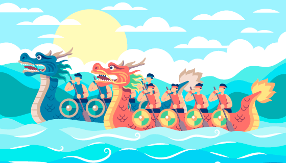 龙舟比赛端午节背景矢量素材(AI/EPS)