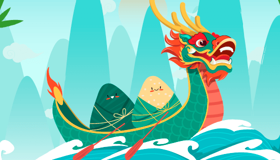 划龙舟的粽子端午节背景矢量素材(AI/EPS)