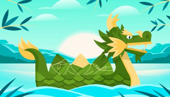 龙舟和粽子设计端午节背景矢量素材(AI/EPS)