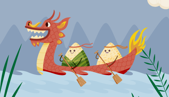 划龙舟的粽子端午节背景矢量素材(AI/EPS)