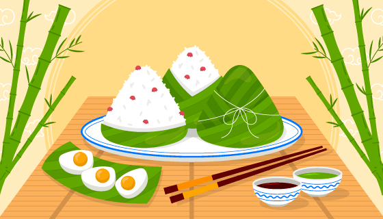 美味粽子设计端午节背景矢量素材(AI/EPS)