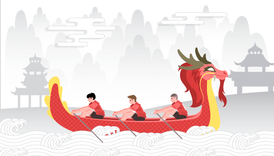 端午节龙舟比赛矢量素材(AI/EPS)