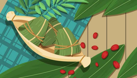 美味的粽子端午节背景矢量素材(AI/EPS)