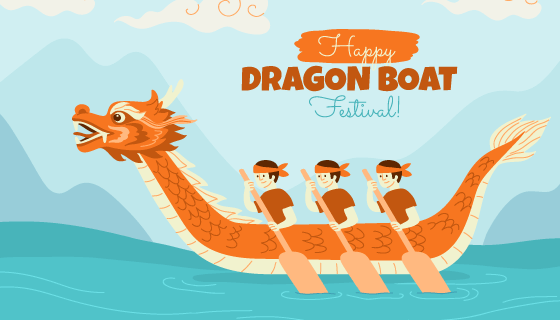 端午节龙舟比赛矢量素材(AI/EPS)