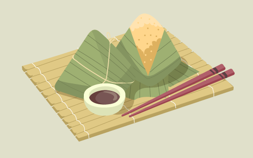 扁平风格的端午节粽子矢量素材(AI/EPS)