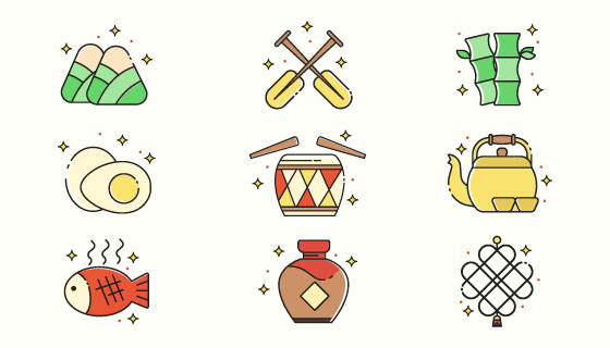 九个端午节图标矢量素材(EPS/PNG)