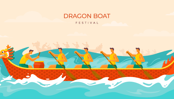 龙舟比赛端午节背景矢量素材(EPS)