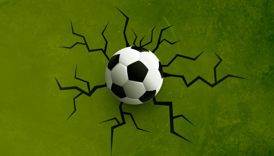 足球把墙壁震裂矢量素材(EPS)