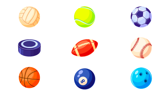 九种不同的球类矢量素材(EPS/PNG)