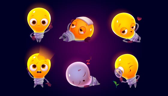 搞笑的灯泡人物矢量素材(EPS)