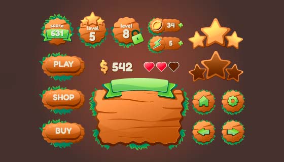 游戏界面按钮图标矢量素材(EPS)