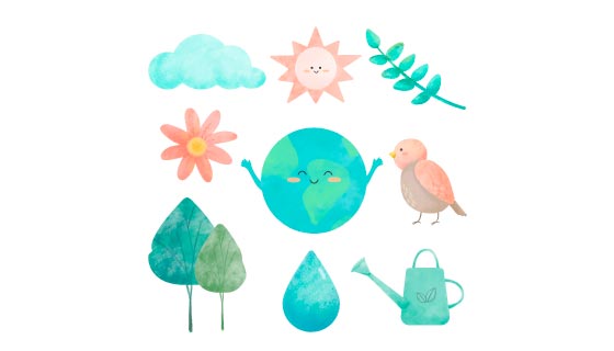 水彩风格的环境元素矢量素材(EPS/PNG)