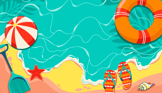 漫画风格夏日海滩背景矢量素材(AI/EPS)