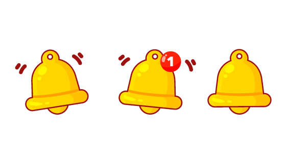 三个卡通的金色铃铛矢量素材(EPS)