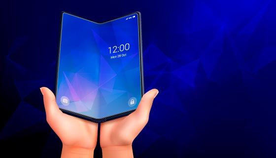 双手展开的折叠手机矢量素材(EPS)