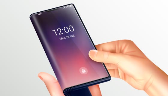 手持折叠智能手机矢量素材(EPS)