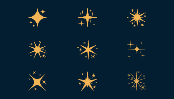 扁平风格闪亮的星星矢量素材(AI/EPS)