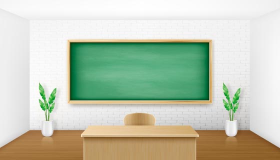 带有绿色黑板的教室矢量素材(EPS)