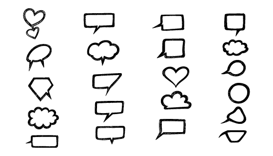涂鸦风格聊天对话气泡矢量素材(EPS)