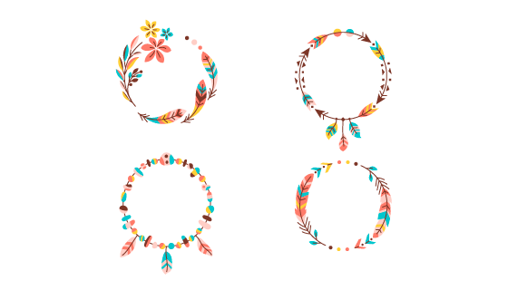 四个简单的花卉边框矢量素材(AI/EPS)