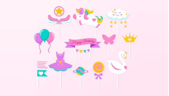 可爱的蛋糕装饰矢量素材(AI/EPS/PNG)