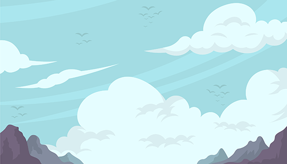 扁平风格多云天空背景矢量素材(EPS/AI)