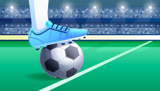 运动员的脚踩着足球矢量素材(AI/EPS)