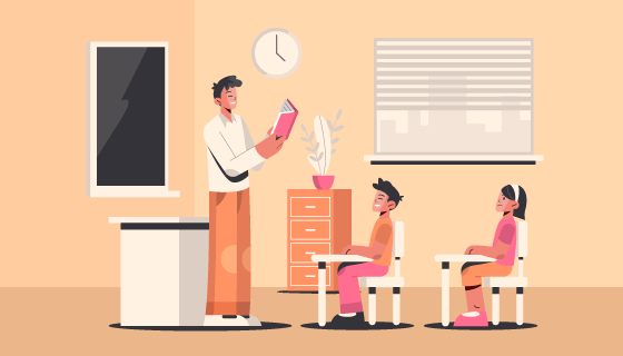 正在上课的老师和学生矢量素材(AI/EPS)