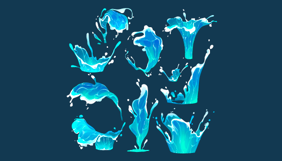 卡通风格的水花矢量素材(AI/EPS)