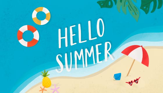 清爽简单的夏日海滩背景矢量素材(EPS)