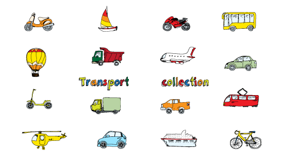 手绘交通运输类图标矢量素材(EPS)