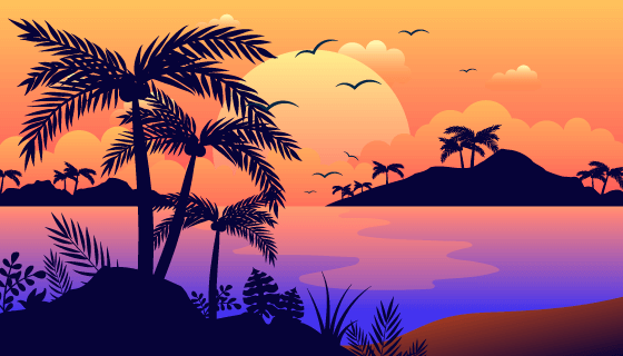 夏天日落背景矢量素材(AI/EPS)