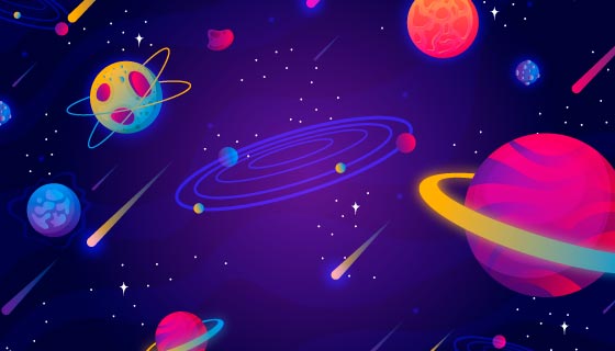 卡通风格的太空银河背景矢量素材(AI/EPS)