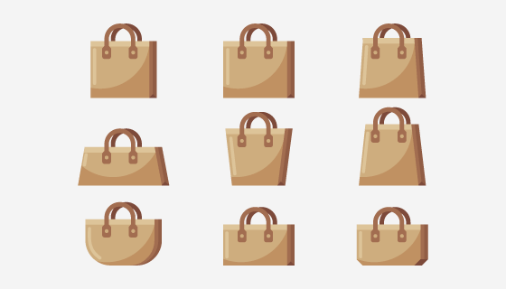 九个手提袋/布袋矢量素材(AI/EPS/PNG)