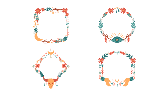 四个漂亮的花卉边框矢量素材(AI/EPS/PNG)
