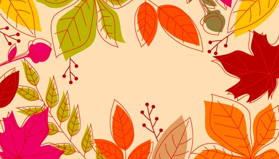 手绘秋天叶子背景矢量素材(AI/EPS)