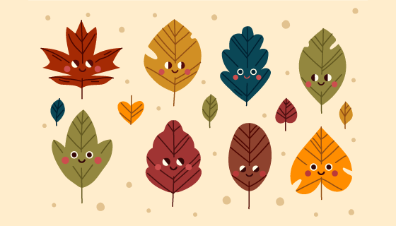 八个可爱的秋叶矢量素材(AI/EPS/PNG)