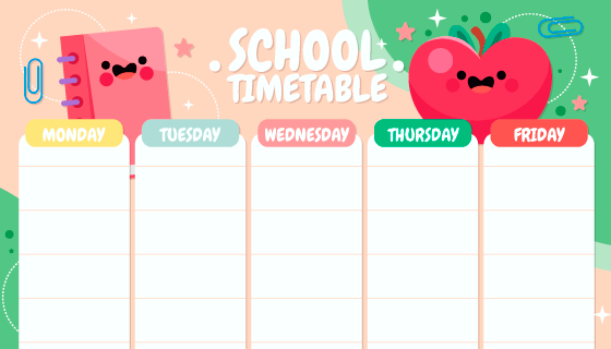 苹果和课本设计的可爱课程表矢量素材(AI/EPS)