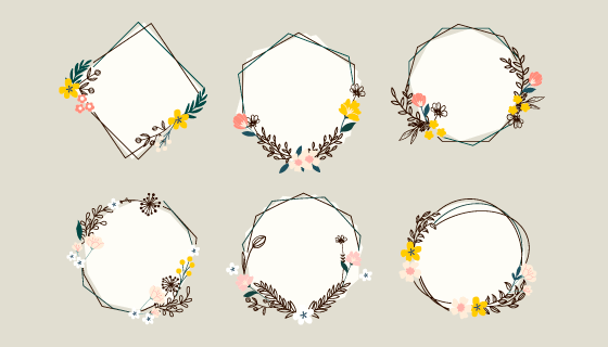 六个漂亮的花环边框矢量素材(AI/EPS/PNG)