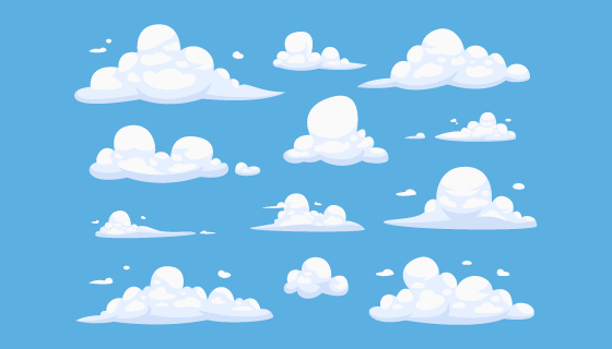 卡通风格的白云矢量素材(AI/EPS/PNG)