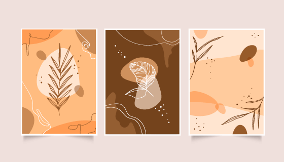 三张抽象植物封面矢量素材(AI/EPS)