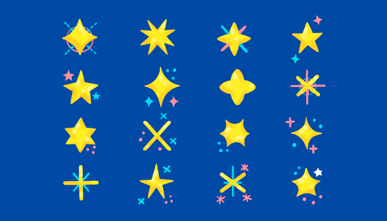 手绘风格的黄色星星矢量素材(AI/EPS/PNG)